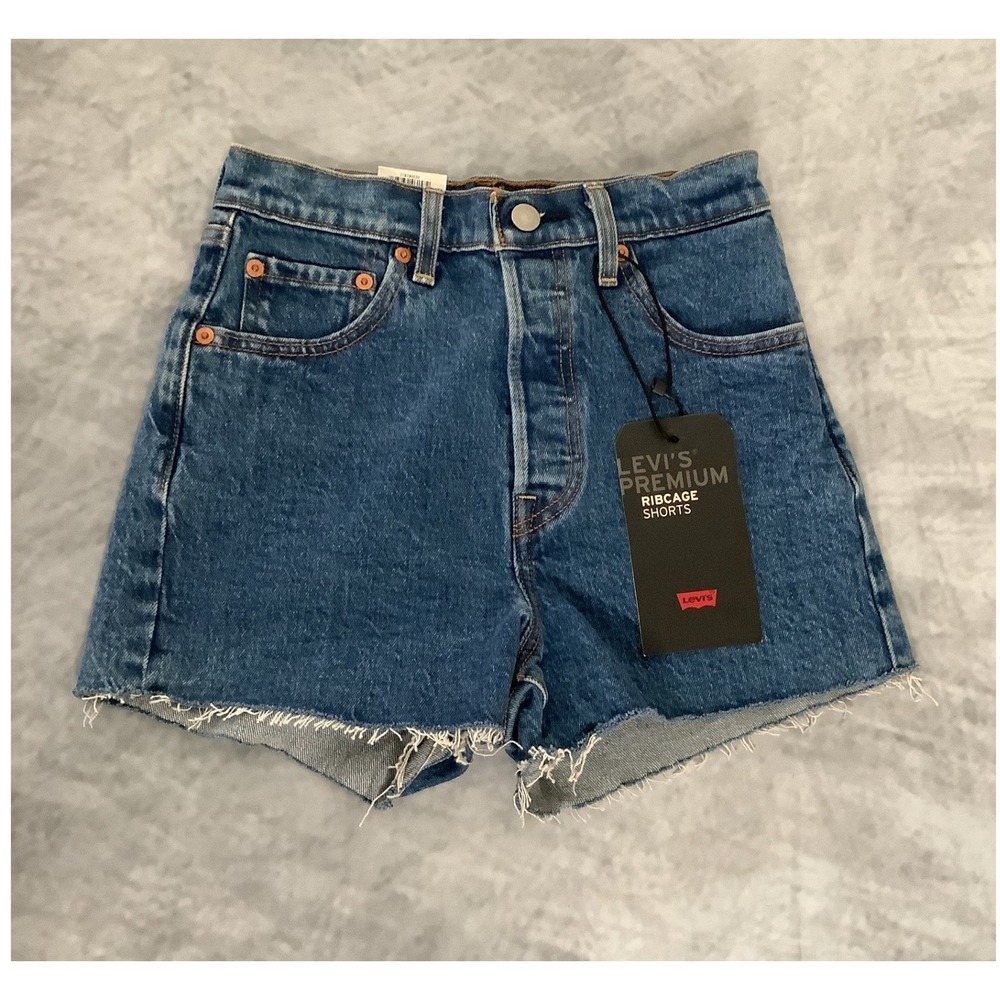 Levis Premium Ribcage Shorts Women's 25 Super High Rise Denim Blue 77879-0030